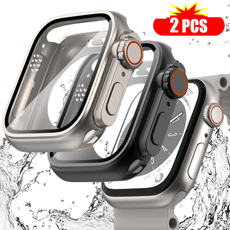 2PCS Tempered Glass+Cover For  - Apple Smartwatch Accessories ulasan dan harga