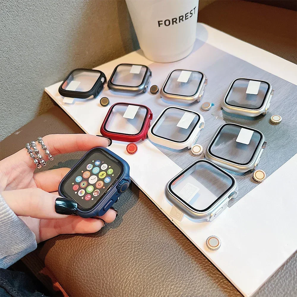 2PCS Tempered Glass+Cover For  - Apple Smartwatch Accessories ulasan dan harga