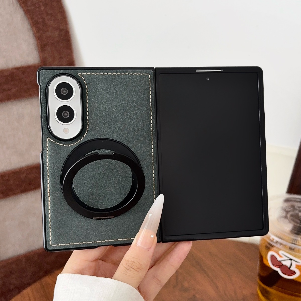 Luxury Sheepskin Leather Phone - Magnetic Charging Stand ulasan dan harga